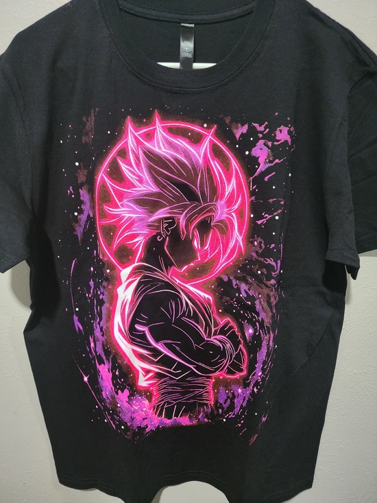 Other - Neon Dragonball Z Anime Silhouette Graphic Tee - Pink on Black